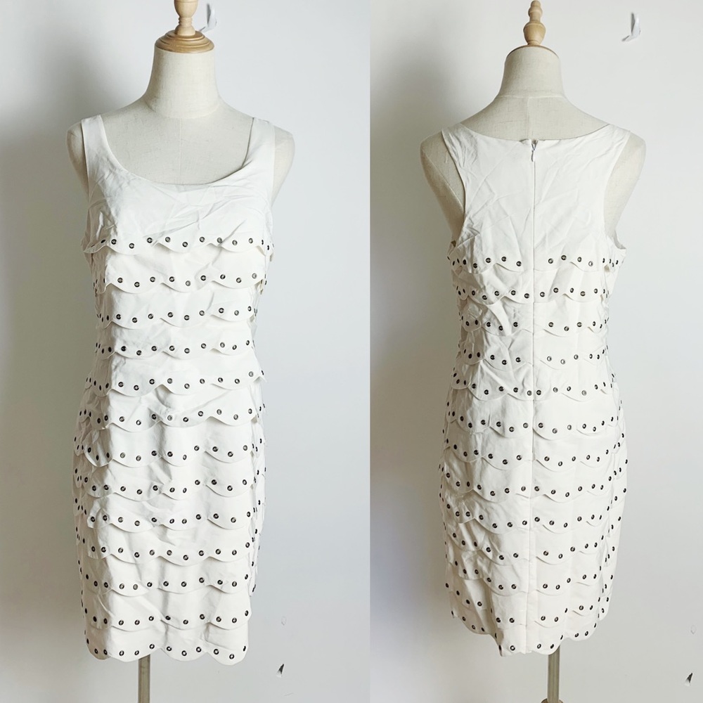 NWT CYNTHIA STEFFE Ruffle Fitted Sleeveless Dres